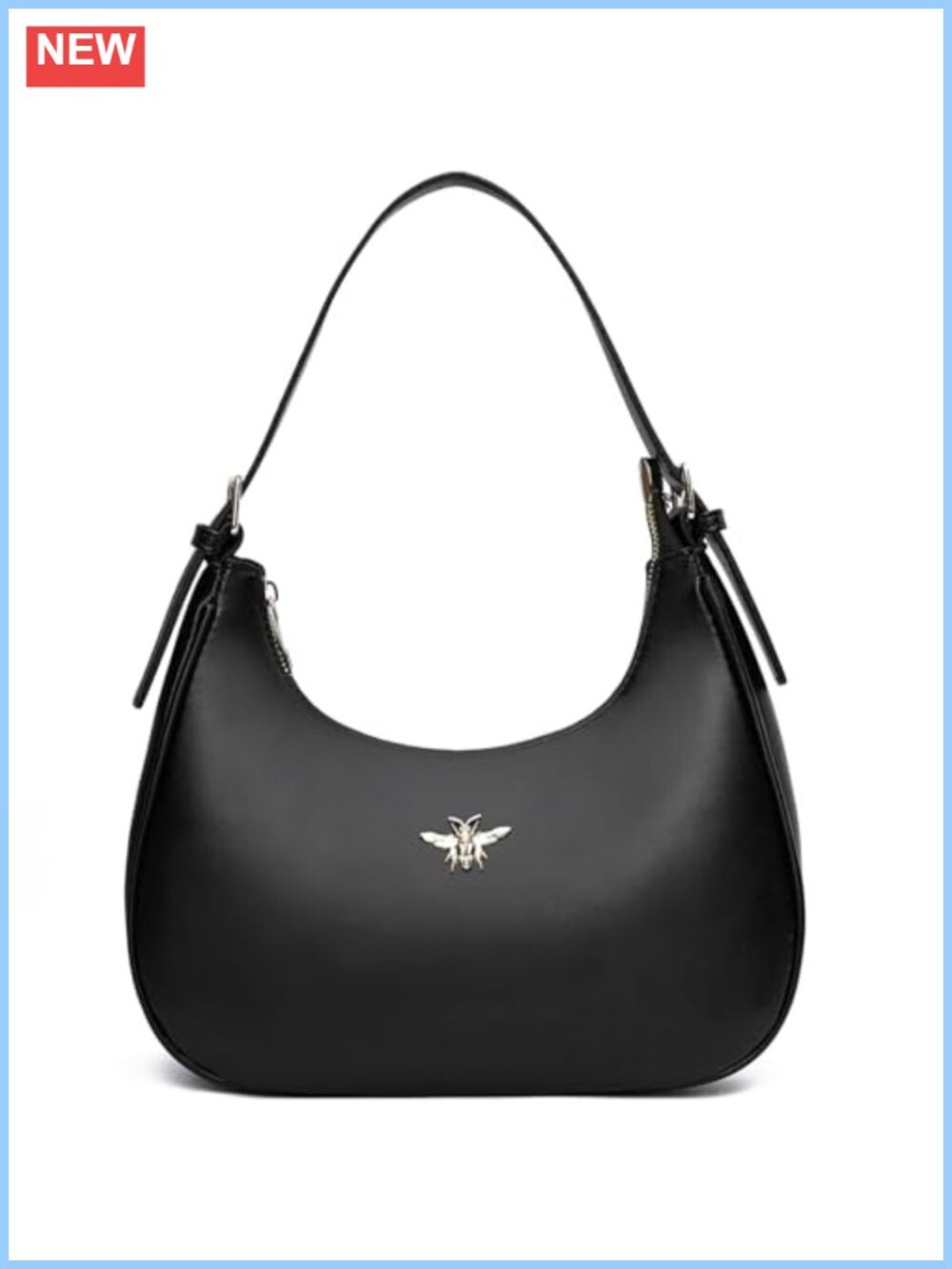 Small Vegan Leather Crescent Hobo Shoulder Bag Underarm Purse